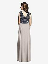 Rear View Thumbnail - Taupe & Midnight Navy Dessy Collection Junior Bridesmaid Dress JR542