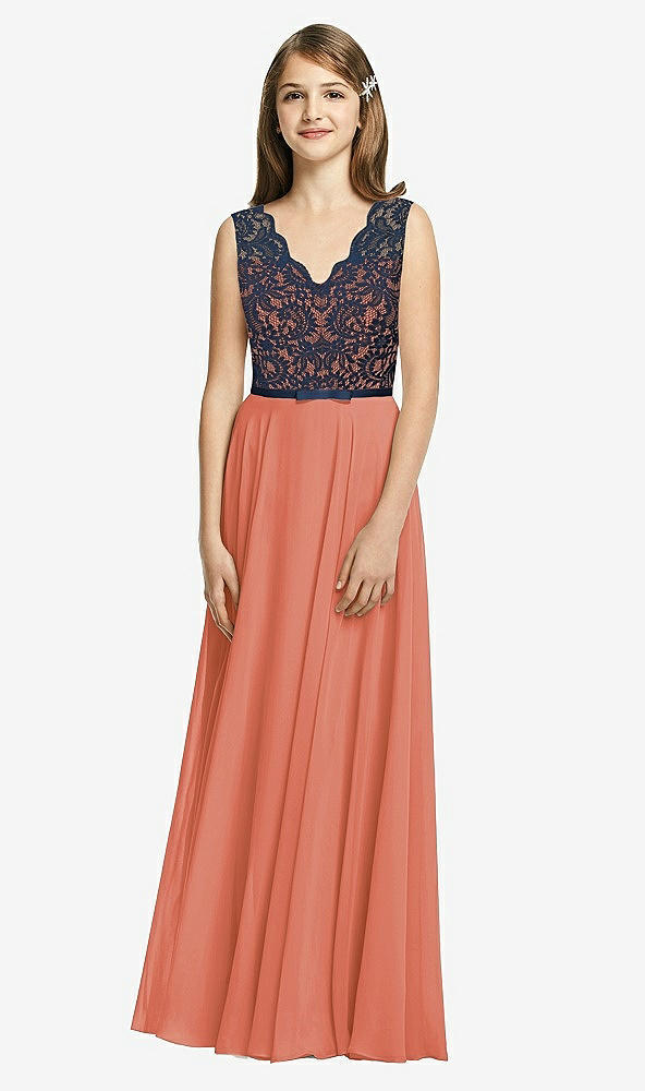 Front View - Terracotta Copper & Midnight Navy Dessy Collection Junior Bridesmaid Dress JR542
