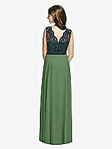 Rear View Thumbnail - Vineyard Green & Midnight Navy Dessy Collection Junior Bridesmaid Dress JR542