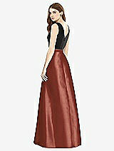 Rear View Thumbnail - Auburn Moon & Black Sleeveless A-Line Satin Dress with Pockets
