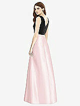 Rear View Thumbnail - Ballet Pink & Black Sleeveless A-Line Satin Dress with Pockets