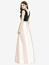 Rear View Thumbnail - Blush & Black Sleeveless A-Line Satin Dress with Pockets