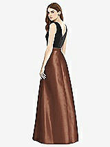 Rear View Thumbnail - Cognac & Black Sleeveless A-Line Satin Dress with Pockets