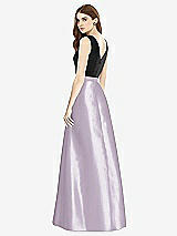 Rear View Thumbnail - Lilac Haze & Black Sleeveless A-Line Satin Dress with Pockets