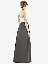 Rear View Thumbnail - Caviar Gray & Ivory Strapless Pleated Skirt Maxi Dress with Pockets