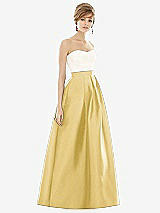 Front View Thumbnail - Maize & Ivory Strapless Pleated Skirt Maxi Dress with Pockets