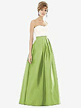 Front View Thumbnail - Mojito & Ivory Strapless Pleated Skirt Maxi Dress with Pockets