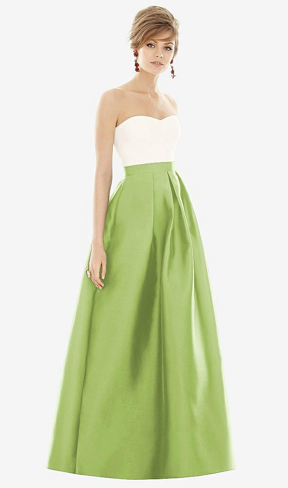 Front View - Mojito & Ivory Strapless Pleated Skirt Maxi Dress with Pockets