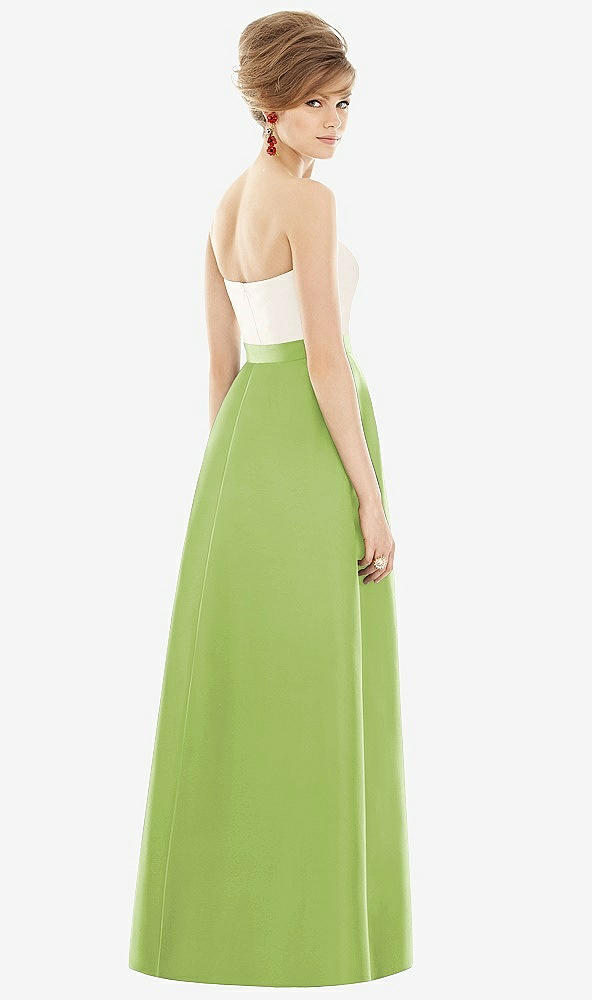 Back View - Mojito & Ivory Strapless Pleated Skirt Maxi Dress with Pockets