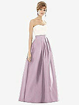 Front View Thumbnail - Suede Rose & Ivory Strapless Pleated Skirt Maxi Dress with Pockets