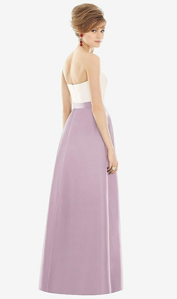 Back View - Suede Rose & Ivory Strapless Pleated Skirt Maxi Dress with Pockets