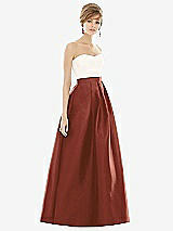 Front View Thumbnail - Auburn Moon & Ivory Strapless Pleated Skirt Maxi Dress with Pockets