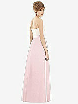 Rear View Thumbnail - Ballet Pink & Ivory Strapless Pleated Skirt Maxi Dress with Pockets
