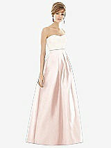 Front View Thumbnail - Blush & Ivory Strapless Pleated Skirt Maxi Dress with Pockets