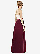 Rear View Thumbnail - Cabernet & Ivory Strapless Pleated Skirt Maxi Dress with Pockets