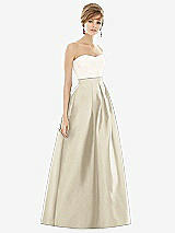 Front View Thumbnail - Champagne & Ivory Strapless Pleated Skirt Maxi Dress with Pockets
