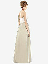 Rear View Thumbnail - Champagne & Ivory Strapless Pleated Skirt Maxi Dress with Pockets