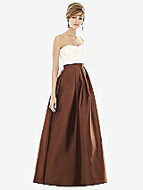 Front View Thumbnail - Cognac & Ivory Strapless Pleated Skirt Maxi Dress with Pockets