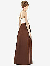 Rear View Thumbnail - Cognac & Ivory Strapless Pleated Skirt Maxi Dress with Pockets