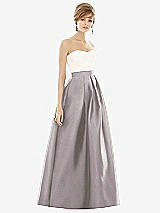 Front View Thumbnail - Cashmere Gray & Ivory Strapless Pleated Skirt Maxi Dress with Pockets