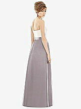Rear View Thumbnail - Cashmere Gray & Ivory Strapless Pleated Skirt Maxi Dress with Pockets