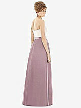 Rear View Thumbnail - Dusty Rose & Ivory Strapless Pleated Skirt Maxi Dress with Pockets