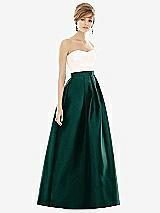 Front View Thumbnail - Evergreen & Ivory Strapless Pleated Skirt Maxi Dress with Pockets