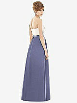 Rear View Thumbnail - French Blue & Ivory Strapless Pleated Skirt Maxi Dress with Pockets