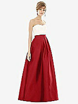 Front View Thumbnail - Garnet & Ivory Strapless Pleated Skirt Maxi Dress with Pockets