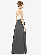 Rear View Thumbnail - Gunmetal & Ivory Strapless Pleated Skirt Maxi Dress with Pockets