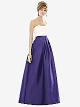 Front View Thumbnail - Grape & Ivory Strapless Pleated Skirt Maxi Dress with Pockets