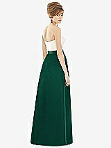 Rear View Thumbnail - Hunter Green & Ivory Strapless Pleated Skirt Maxi Dress with Pockets