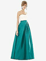 Front View Thumbnail - Jade & Ivory Strapless Pleated Skirt Maxi Dress with Pockets