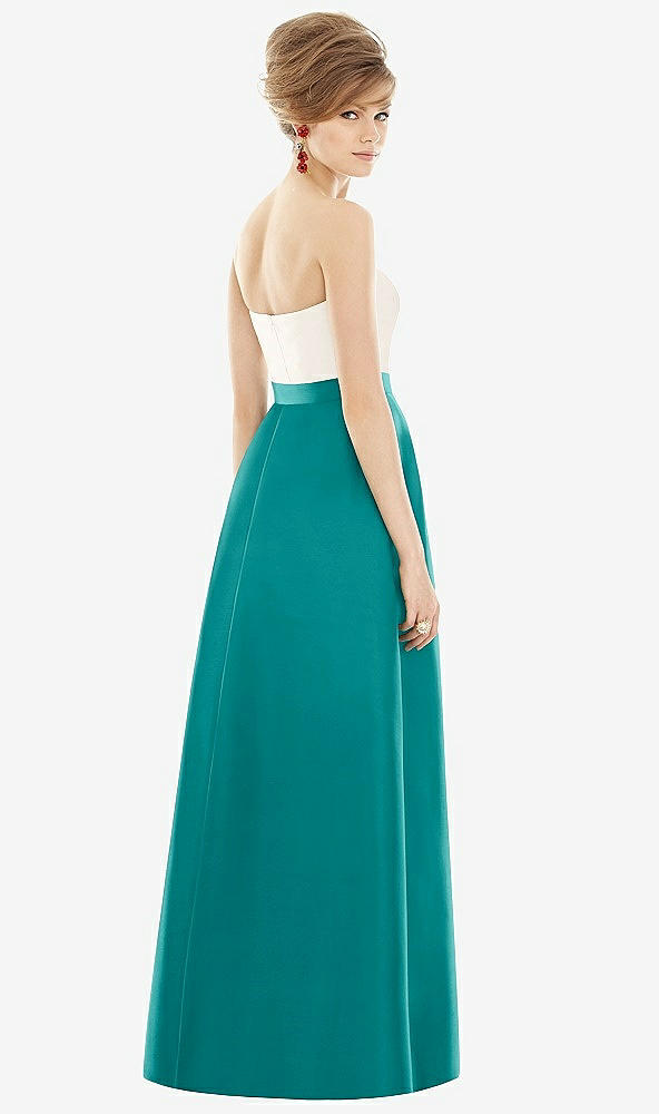Back View - Jade & Ivory Strapless Pleated Skirt Maxi Dress with Pockets
