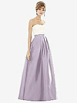 Front View Thumbnail - Lilac Haze & Ivory Strapless Pleated Skirt Maxi Dress with Pockets