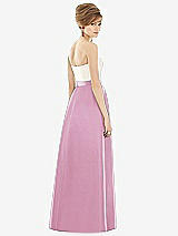 Rear View Thumbnail - Powder Pink & Ivory Strapless Pleated Skirt Maxi Dress with Pockets