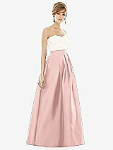 Front View Thumbnail - Rose - PANTONE Rose Quartz & Ivory Strapless Pleated Skirt Maxi Dress with Pockets