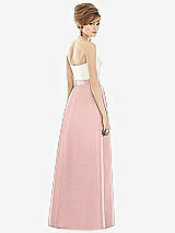 Rear View Thumbnail - Rose - PANTONE Rose Quartz & Ivory Strapless Pleated Skirt Maxi Dress with Pockets