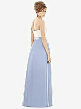 Rear View Thumbnail - Sky Blue & Ivory Strapless Pleated Skirt Maxi Dress with Pockets