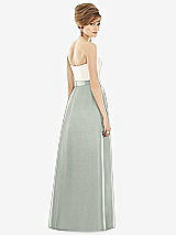 Rear View Thumbnail - Willow Green & Ivory Strapless Pleated Skirt Maxi Dress with Pockets