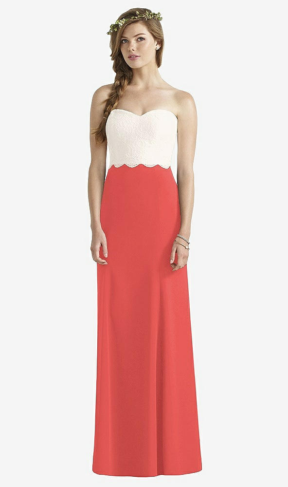 Front View - Perfect Coral & Ivory Social Bridesmaids Dress 8191
