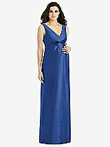 Front View Thumbnail - Classic Blue Sleeveless Satin Twill Maternity Dress