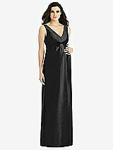 Front View Thumbnail - Black Sleeveless Satin Twill Maternity Dress