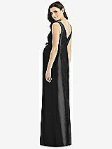 Rear View Thumbnail - Black Sleeveless Satin Twill Maternity Dress
