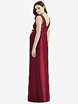 Rear View Thumbnail - Burgundy Sleeveless Satin Twill Maternity Dress