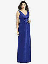 Front View Thumbnail - Cobalt Blue Sleeveless Satin Twill Maternity Dress