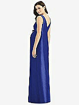 Rear View Thumbnail - Cobalt Blue Sleeveless Satin Twill Maternity Dress