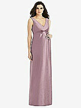 Front View Thumbnail - Dusty Rose Sleeveless Satin Twill Maternity Dress