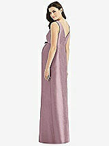 Rear View Thumbnail - Dusty Rose Sleeveless Satin Twill Maternity Dress