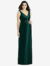 Front View Thumbnail - Evergreen Sleeveless Satin Twill Maternity Dress